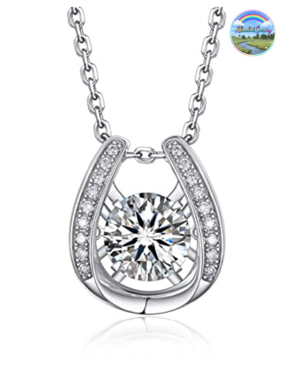 Moissanite Horseshoe Pendant Necklace Sterling Silver 1ct Women's